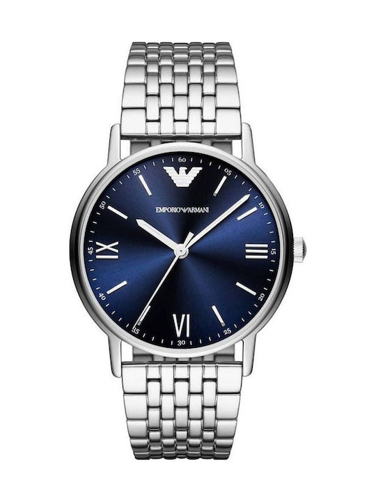 Emporio Armani Kappa Herrenuhr 41mm Batterie mit Silber Metallarmband