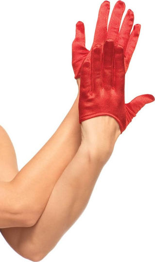 Leg Avenue 2137 Мини Къси Сатенени Ръкавици Секси Червени