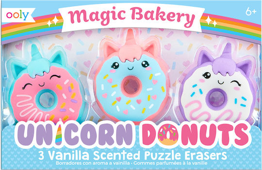 Ooly Eraser Set for Pencil and Pen Magic Bakery Unicorn Donuts 3pcs