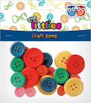 The Littlies Buttons for Crafts 24pcs Ξύλινα Κουμπιά Χειροτεχνίας Χρωματιστά 24τμχ