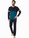 Minerva 90-70864 Men's Winter Cotton Pajamas Set Navy Blue