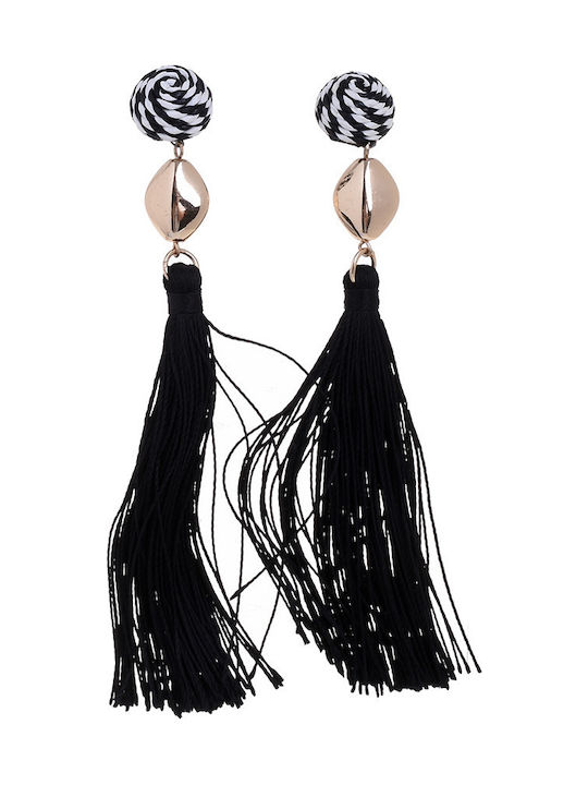 Ble Resort Collection Σκουλαρίκια Κρεμαστά Μαύρα