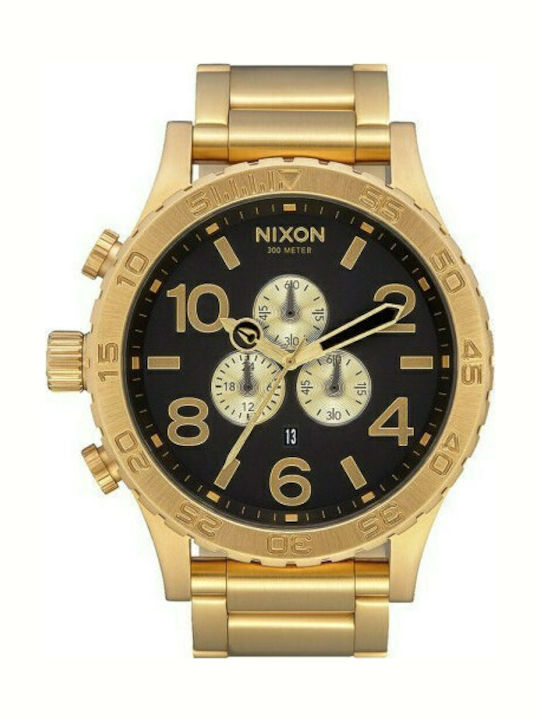 Nixon Ανδρικό Ρολόι 51mm Χρονογράφος Μπαταρίας με Χρυσό Μεταλλικό Μπρασελέ