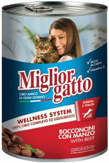 Morando Miglior Gatto Wellness Υγρή Τροφή για Ενήλικες Γάτες σε Κονσέρβα με Μοσχάρι 405gr