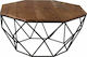 Round Coffee Table Glen made of Solid Wood Beige L82xW82xH40cm