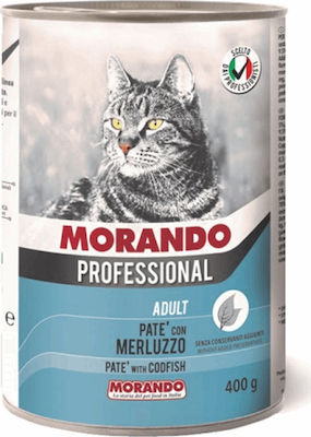 Morando Professional Nasses Katzenfutter für Katze in Dose mit Kabeljau 400gr MO09917