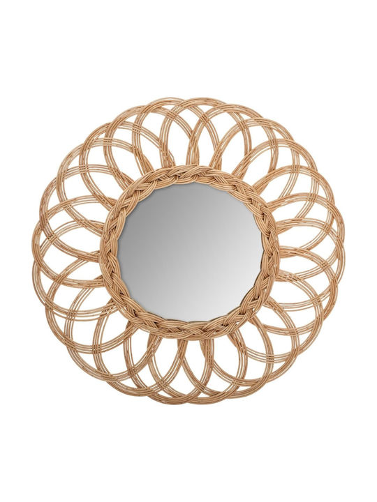 Atmosphera Wall Mirror with Brown Rattan Frame Diameter 50cm 1pcs