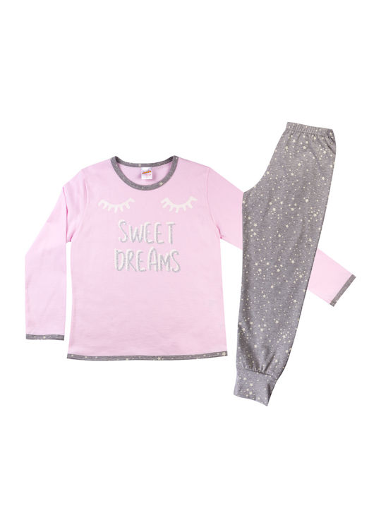 Minerva Set Top & Bottom Kids Winter Cotton Pyjamas Pink