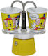 Bialetti Mini Express Set Lichtenstein Stovetop Espresso Pot for 2Cups Yellow