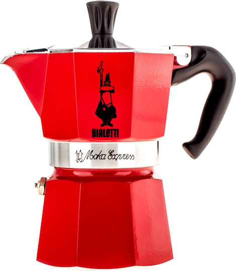 Bialetti Moka Express Stovetop Espresso Pot 3 Cups Red