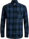 Jack & Jones Men's Shirt Long Sleeve Flannel Checked Blue / Black