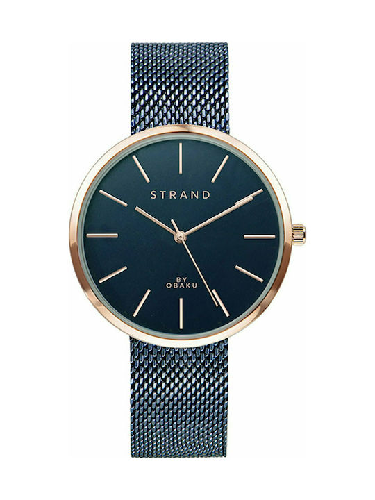 Obaku Strand Uhr mit Marineblau Metallarmband