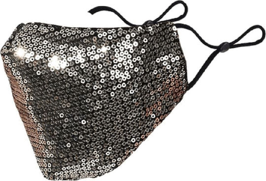 Natural Home Cotton Mask with Sequins & Adjustable Elastic Protective Mask Fabric Gray NAT20248 1pcs