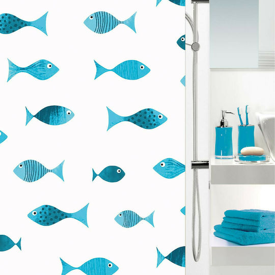 Dimitracas Rainbow Κουρτίνα Μπάνιου Υφασμάτινη 180x200 cm Scuba Blue