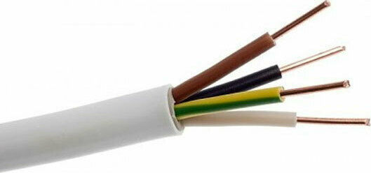Eurolamp Power Cord Type NYM with Cable Properties 4x1.5mm² in White Colour 1m