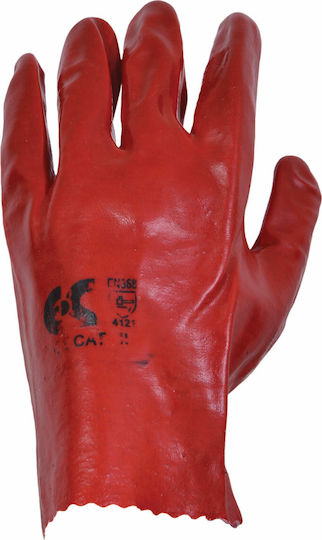 Ergo Arbeitshandschuhe Rot PVC/Baumwolle 27cm 1Stück
