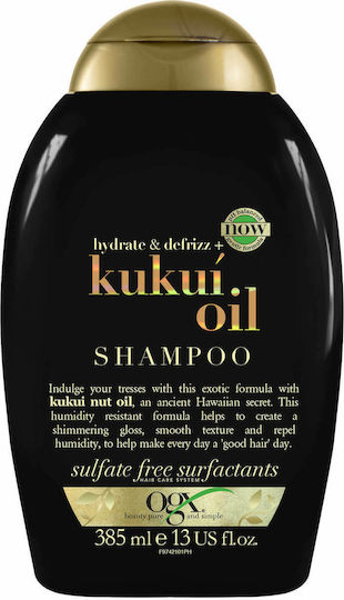 OGX Hydrate & Defrizz + Kukui Oil Σαμπουάν Αναδόμησης/Θρέψης & Ενυδάτωσης για Φριζαρισμένα Μαλλιά 385ml