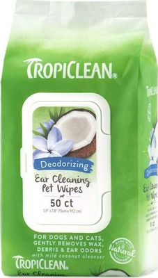 Tropiclean Ear Cleaning Şerveţele pentru Câini pentru Curăţarea Urechilor cu Aromă de Nucă de cocos