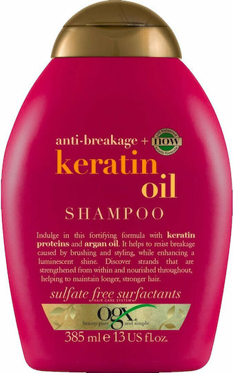 OGX Strength & Length + Keratin Oil Σαμπουάν κατά της Τριχόπτωσης για Εύθραυστα Μαλλιά 385ml