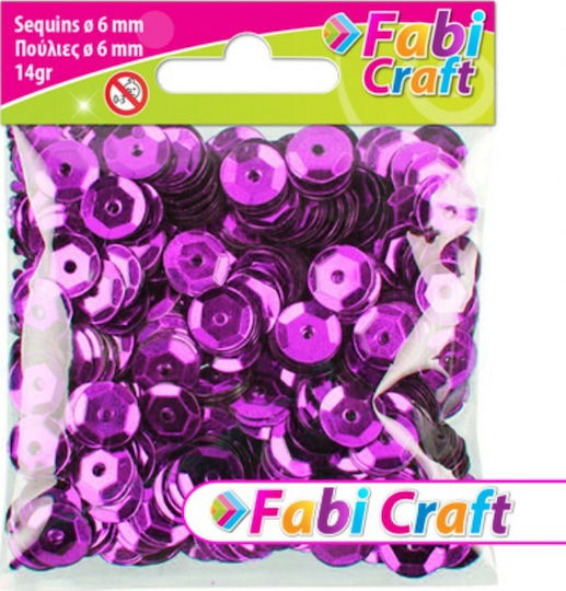 Fabi Plastic Craft Sequin Pink Round Beads Fuchsia 6mm 14gr 14gr