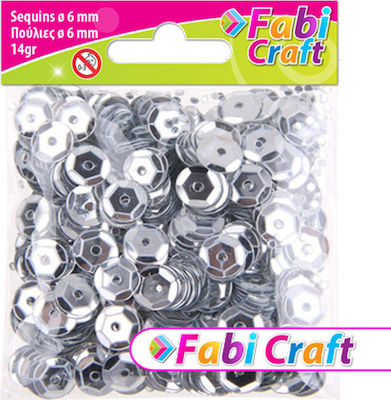 Fabi Plastică Paietă Artizanală Argintie Mărgele rotunde argintii 6mm 14gr 14gr