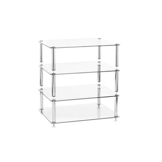 Custom Design Discrete Hi-Fi Furniture Chrome/Clear Glass 52.5x58.5x40cm