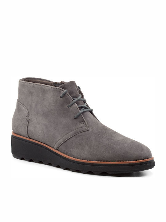 Clarks Sharon Hop Women's Leather Boots Gray