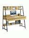 Schreibtisch Holz mit Bücherregal Beige mit Metallbeinen 120x48x137cm