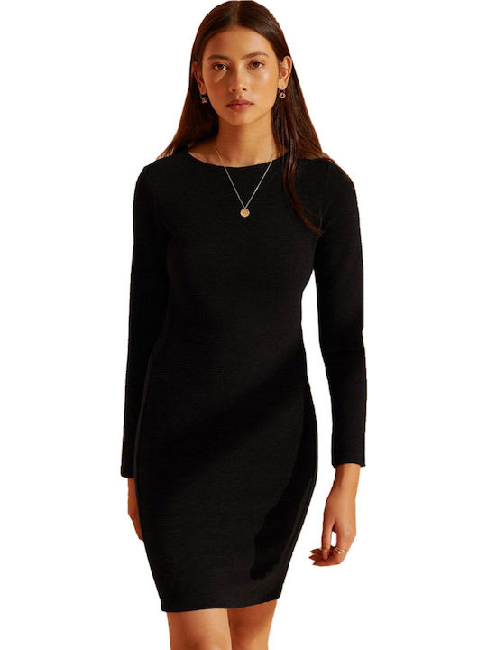Superdry Mini All Day Φόρεμα Μακρυμάνικο Μαύρο