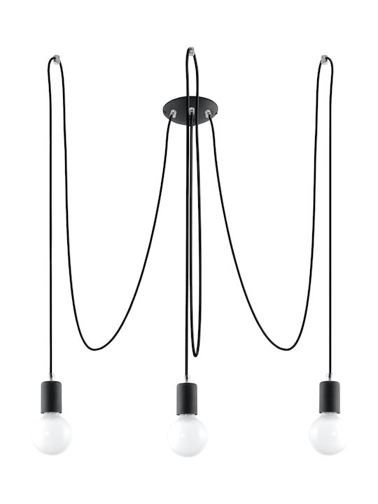 Sollux Edison 3 Pendant Light Black with Socket E27 17x10cm