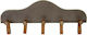 Espiel Wall Hanger Metal 5 Hooks Brown 63x7.5x24cm