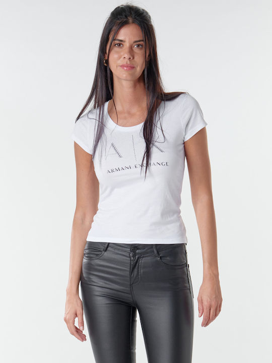 Armani Exchange Γυναικείο T-shirt Λευκό με Στάμπα