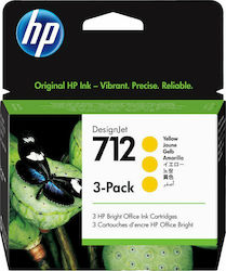 HP 712 Original Pack of 3 InkJet Printer Inks Y...