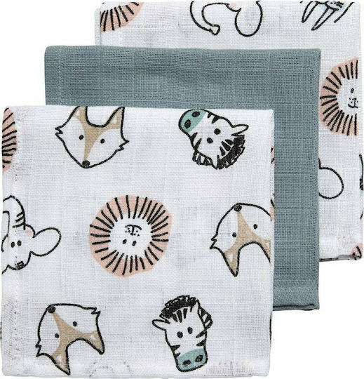 Meyco Animal/Uni Muslin Changing Pads Green 30x30cm. 3pcs