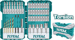 Total Set 45 Burghie cu Tija Hexagonală pentru Metal