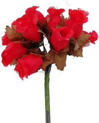 Set of 12 Decorative Flowers Red