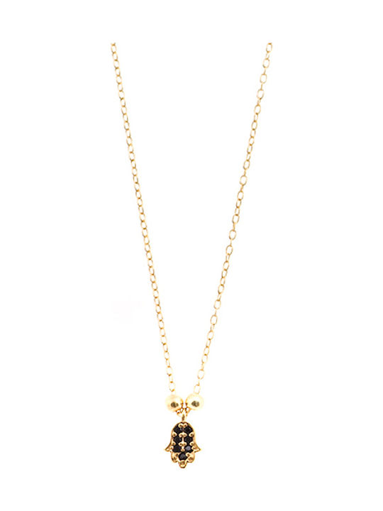 Gold Plated Silver Necklace with Design and Zircon - TTG53