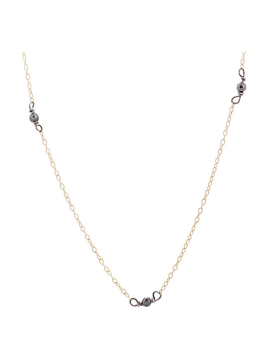 Gold Plated Silver Necklace with Hematites - TTG64