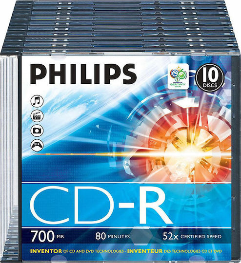 Philips Εγγράψιμα CD-R 52x 700MB 10τμχ