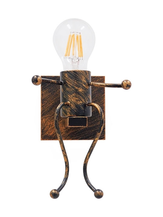 GloboStar Little Man Iron Rust Μοντέρνο Φωτιστικό Τοίχου με Ντουί E27 σε Καφέ Χρώμα Πλάτους 12cm