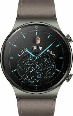 Huawei Watch GT 2 Pro Titanium 46mm Αδιάβροχο με Παλμογράφο (Nebula Gray)