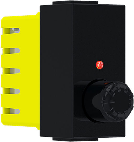 Aca Modys Χωνευτός Διακόπτης Dimmer χωρίς Πλαίσιο Κλασικός Περιστροφικός 300W σε Μαύρο Χρώμα