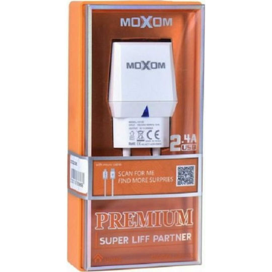 Moxom Charger with USB-A Port and Cable USB-C Whites (KH-33)