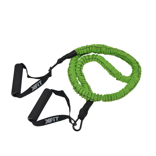 X-FIT High End Bandă de rezistență pentru exerciții Gymtube Mediu cu mânere Verde