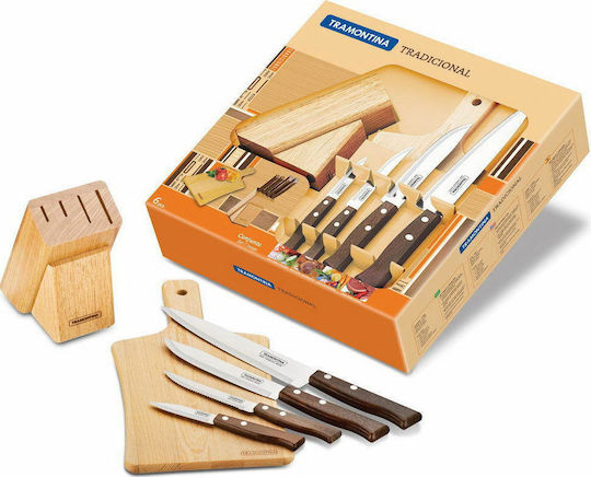 Tramontina Traditional Elektrische Gitarren Schneidebrett Hölzernes mit 4 Messern Beige 4Stück