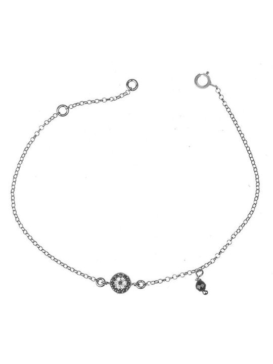 Discreet bracelet made of silver 925 with eye and onyx pendant