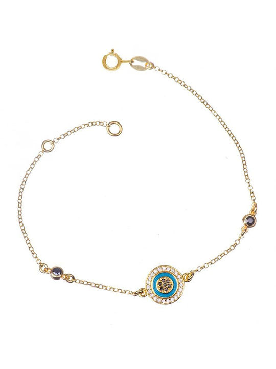 Distinctive gold plated silver bracelet 925 with target stones zircon and enamel