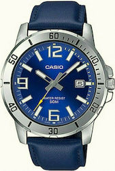 Casio Ρολόι Μπαταρίας με Μπλε Δερμάτινο Λουράκι