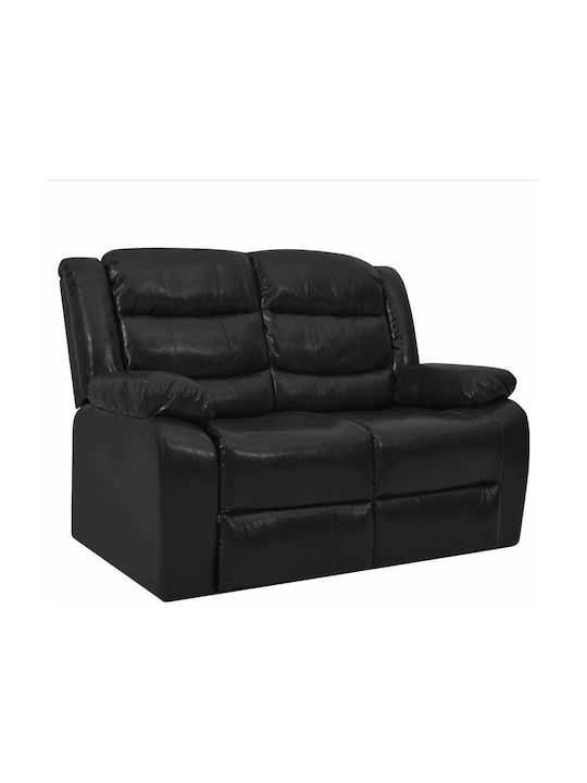 Two-Seater Artificial Leather Sofa Black 152x93cm