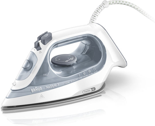 Braun SI 3054 SI3054GY Steam Iron 2400W with Ceramic Plate and Continuous Steam Supply 45g/min